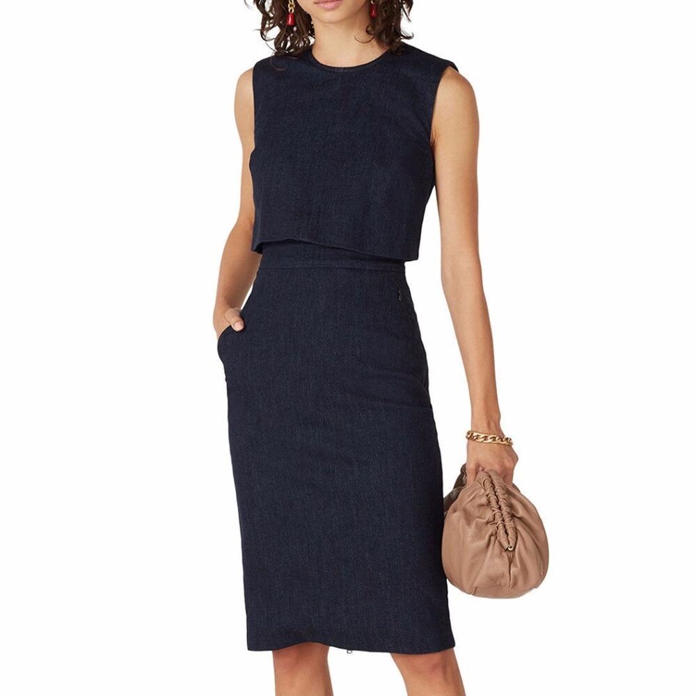 Toccin Denim Sleeveless Popover sheath dress blue - 14